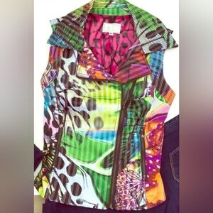 Alberto Makali Leopard Butterfly Multi-Color Moto Vest